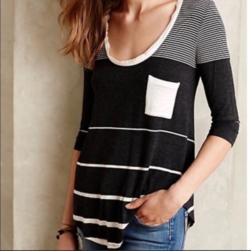 Anthropologie Bordeaux 3/4 sleeve top